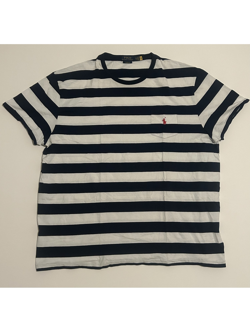 Polo Ralph Lauren Mens White And Blue Stripes Size XXL Short Sleeve Shirt